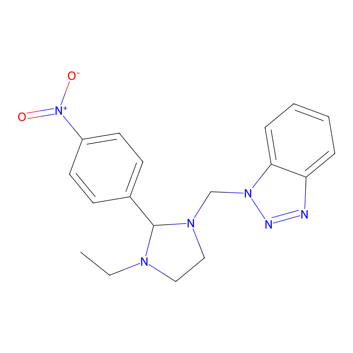 1-[[3-Ethyl-2-(4-nitrophenyl)imidazolidin-1-yl]methyl]benzotriazole molecular structure, CAS 433219-44-4