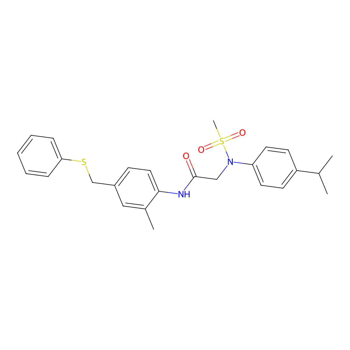 N-[2-methyl-4-(phenylsulfanylmethyl)phenyl]-2-(N-methylsulfonyl-4-propan-2-ylanilino)acetamide molecular structure, CAS 433232-31-6