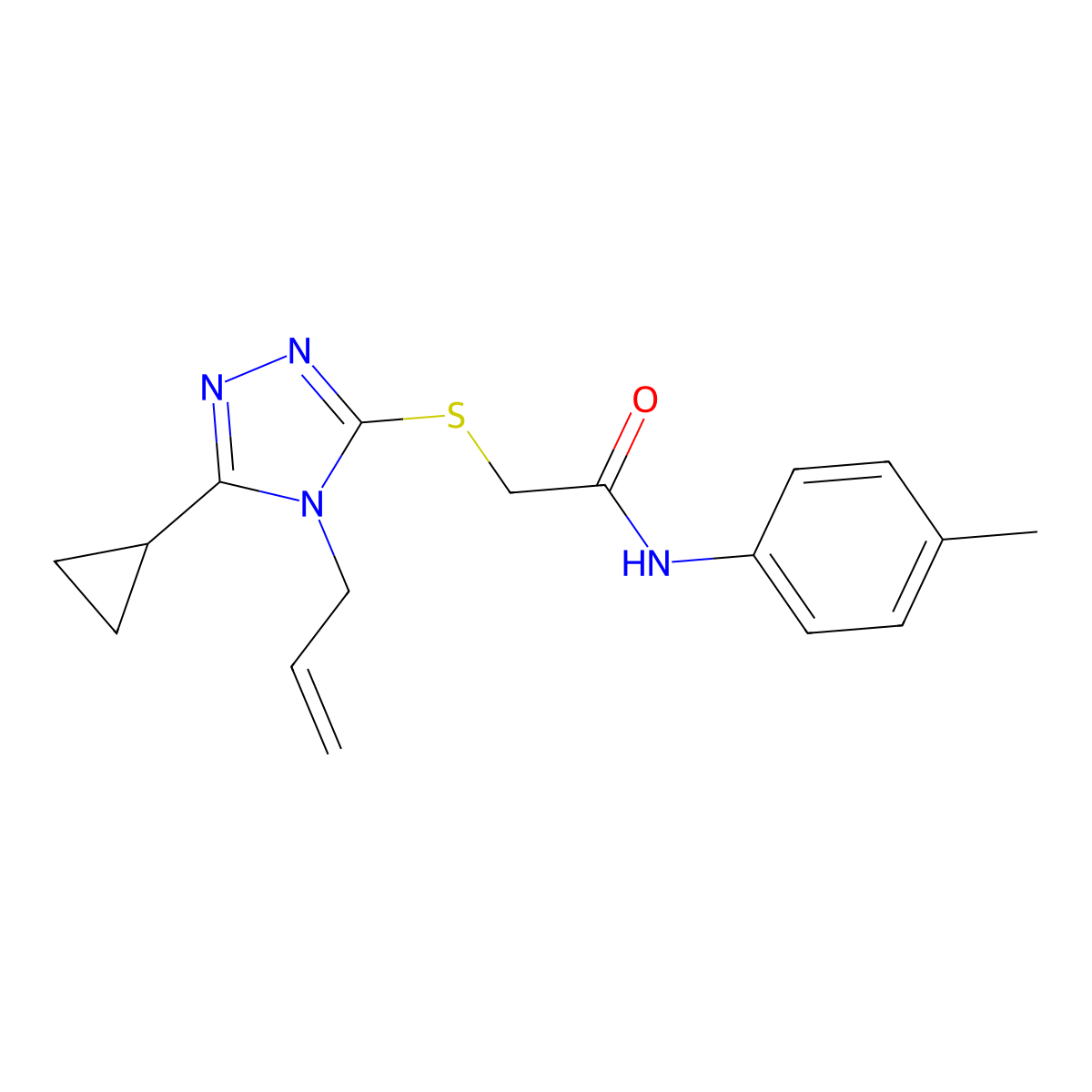 2-[(4-allyl-5-cyclopropyl-4H-1,2,4-triazol-3-yl)sulfanyl]-N-(4-methylphenyl)acetamide molecular structure, CAS 433232-48-5