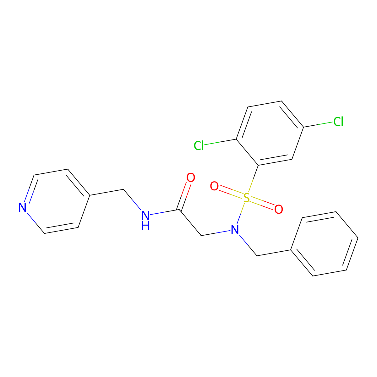 2-[benzyl-(2,5-dichlorophenyl)sulfonylamino]-N-(pyridin-4-ylmethyl)acetamide molecular structure, CAS 433232-71-4