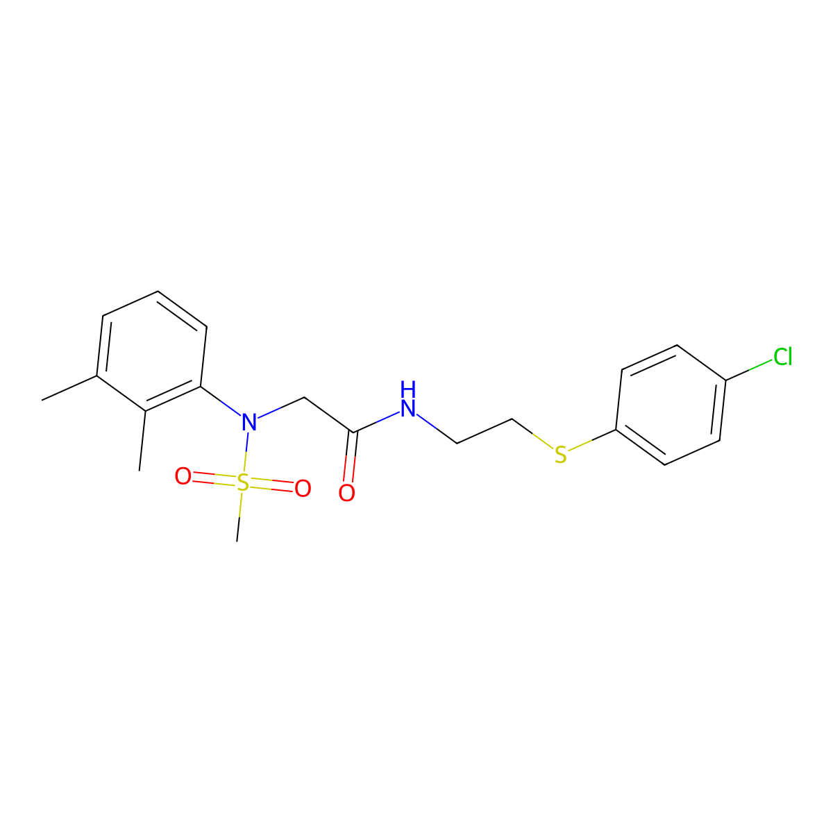 N-[2-(4-chlorophenyl)sulfanylethyl]-2-(2,3-dimethyl-N-methylsulfonylanilino)acetamide molecular structure, CAS 433232-75-8