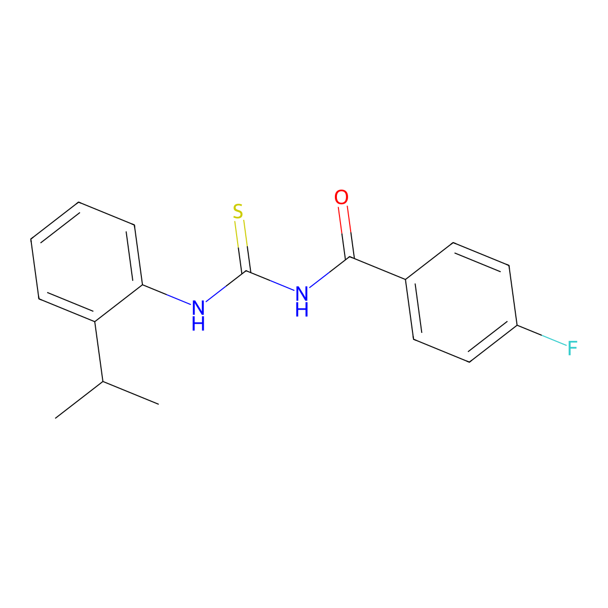 4-fluoro-N-{[2-(propan-2-yl)phenyl]carbamothioyl}benzamide molecular structure, CAS 433232-84-9