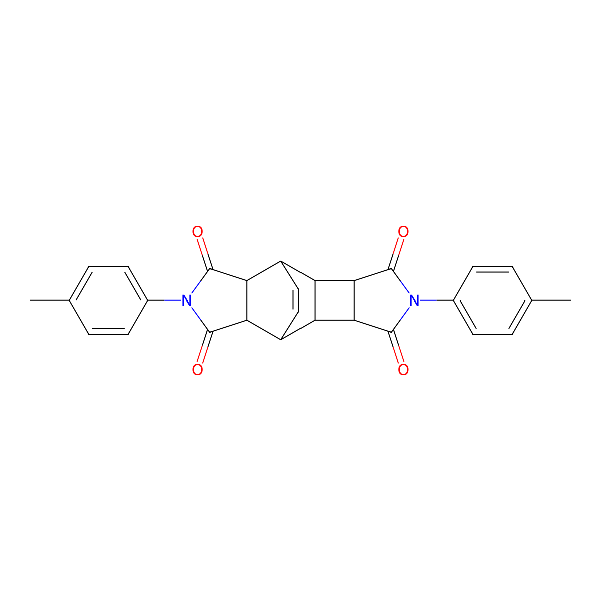 2,6-bis(4-methylphenyl)octahydro-4,8-ethenopyrrolo[3',4':3,4]cyclobuta[1,2-f]isoindole-1,3,5,7(2H,6H)-tetrone molecular structure, CAS 433232-87-2