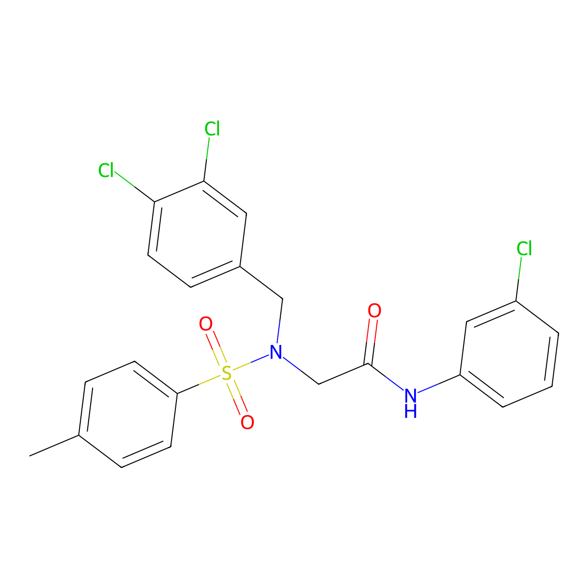 N-(3-chlorophenyl)-2-[(3,4-dichlorophenyl)methyl-(4-methylphenyl)sulfonylamino]acetamide molecular structure, CAS 433232-98-5