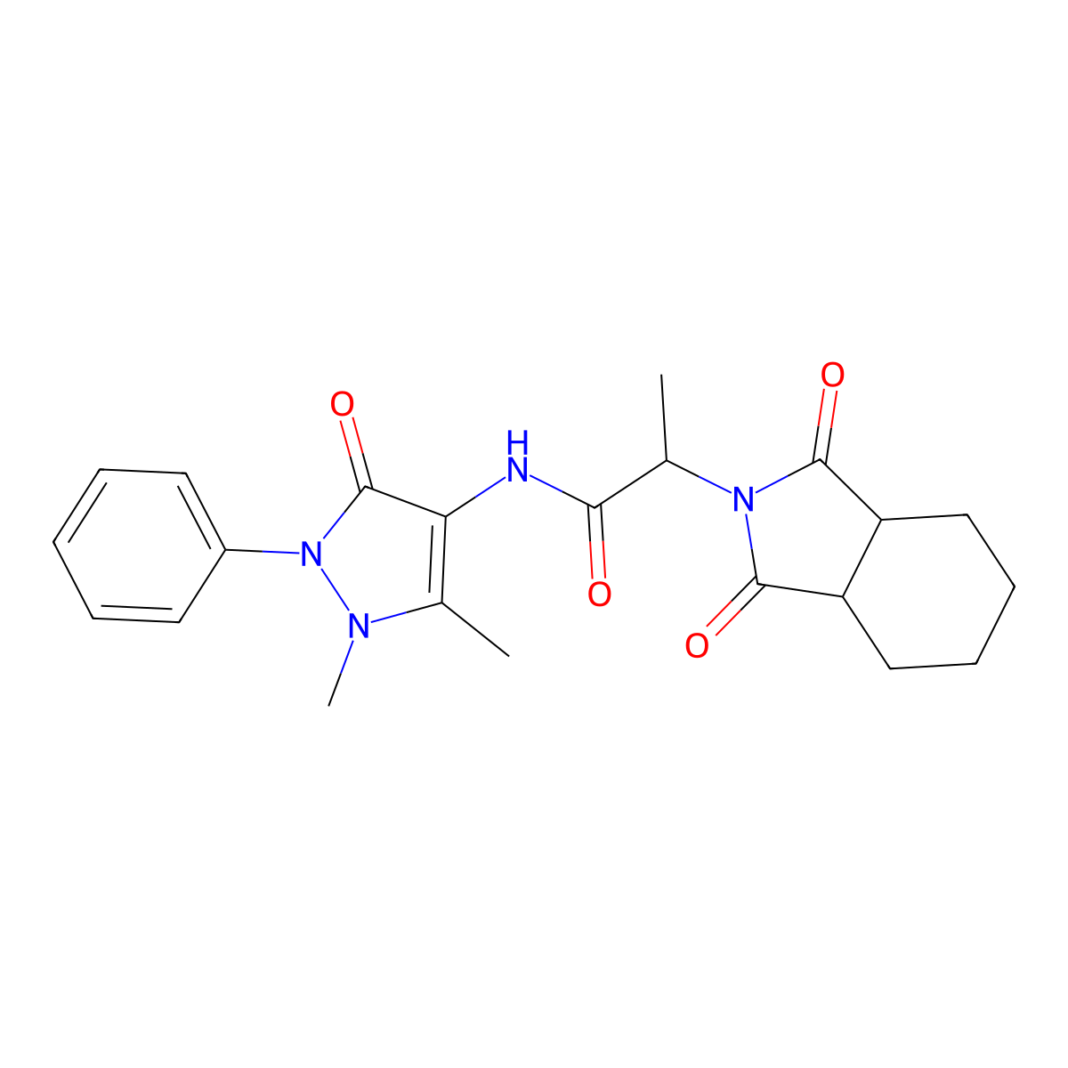 N-(1,5-dimethyl-3-oxo-2-phenyl-2,3-dihydro-1H-pyrazol-4-yl)-2-(1,3-dioxooctahydro-2H-isoindol-2-yl)propanamide molecular structure, CAS 433233-03-5