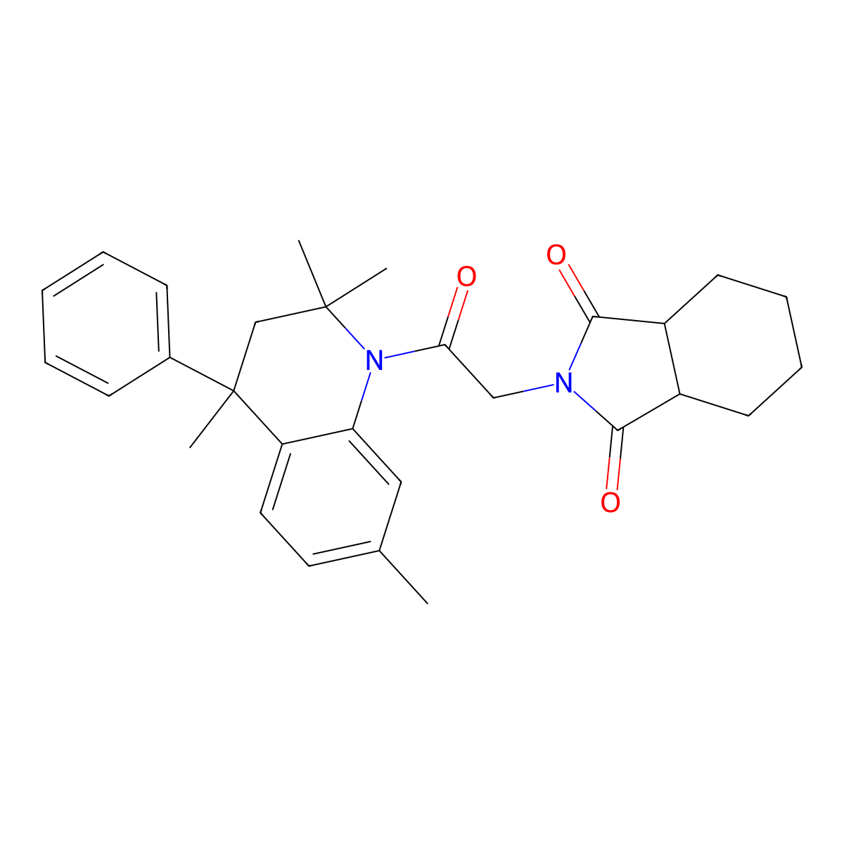2-[2-oxo-2-(2,2,4,7-tetramethyl-4-phenyl-3,4-dihydro-1(2H)-quinolinyl)ethyl]hexahydro-1H-isoindole-1,3(2H)-dione molecular structure, CAS 433233-05-7