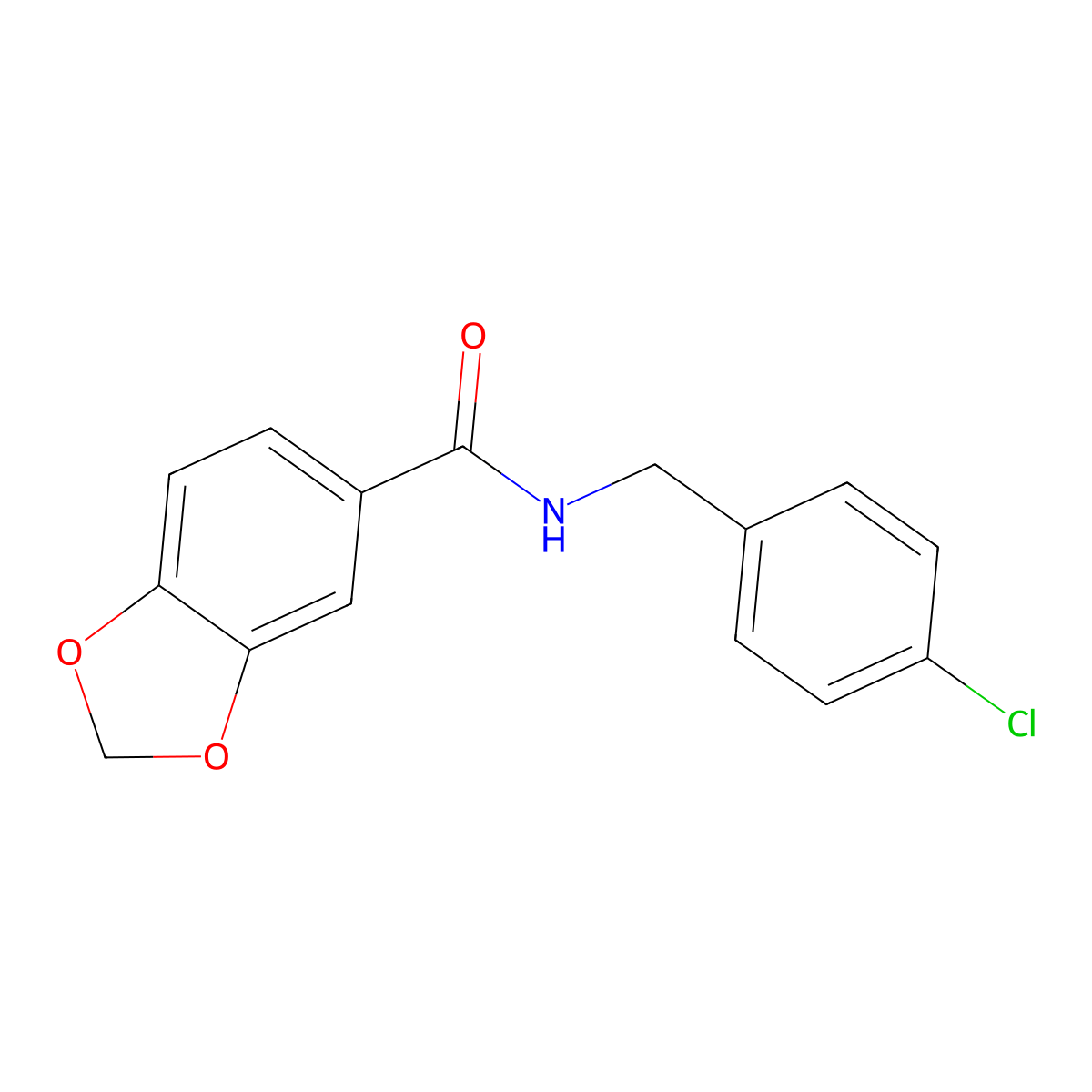 N-[(4-chlorophenyl)methyl]-1,3-benzodioxole-5-carboxamide molecular structure, CAS 433233-06-8