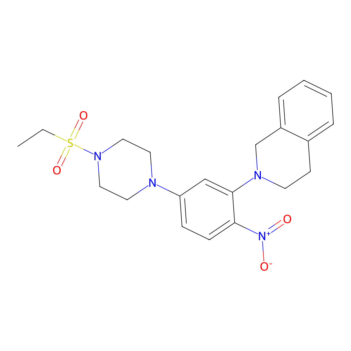 2-[5-(4-ethylsulfonylpiperazin-1-yl)-2-nitrophenyl]-3,4-dihydro-1H-isoquinoline molecular structure, CAS 433233-32-0
