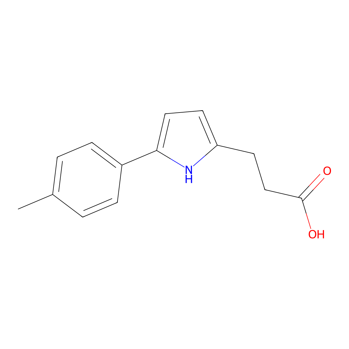 3-(5-p-Tolyl-1H-pyrrol-2-yl)-propionic acid molecular structure, CAS 433233-80-8