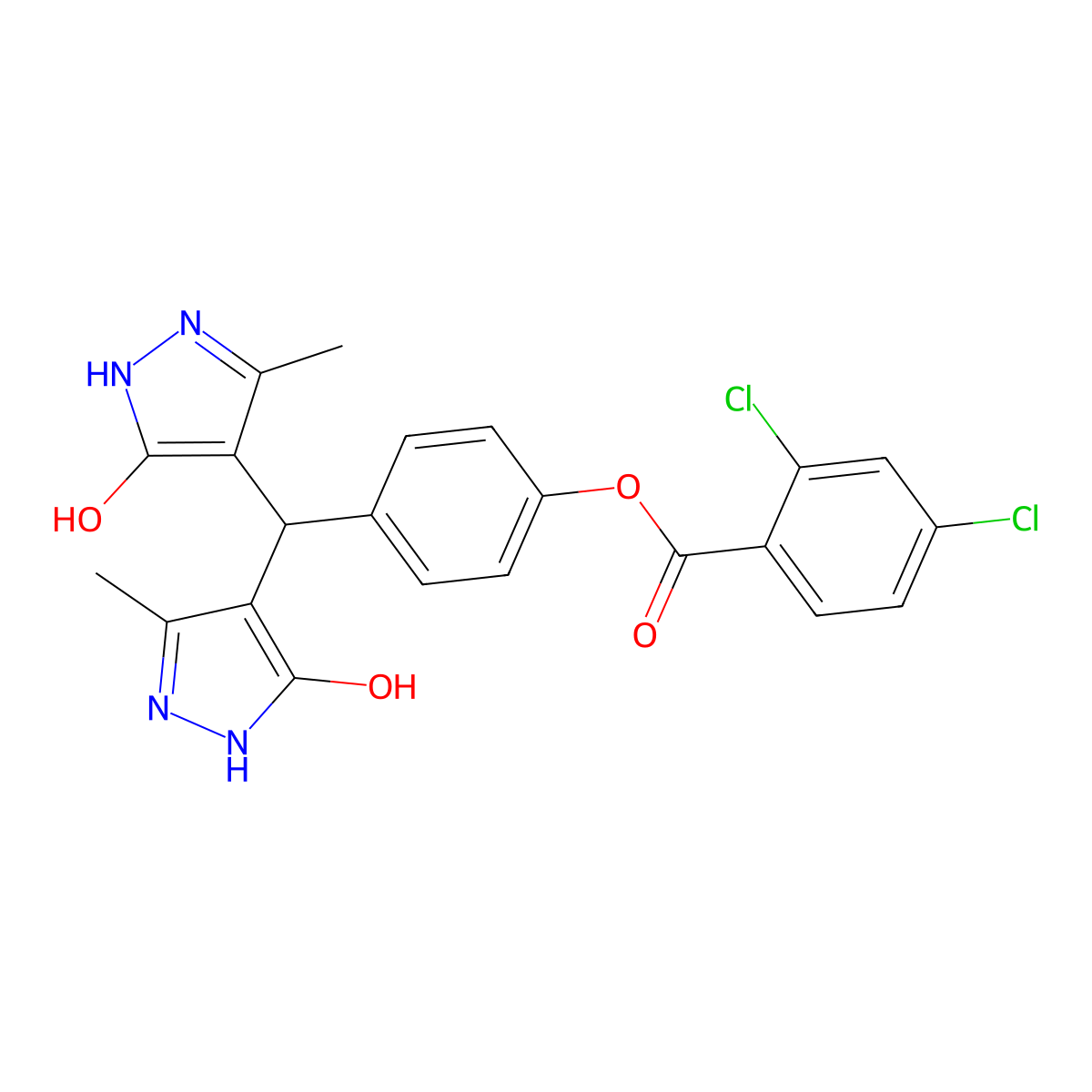 4-[bis(5-hydroxy-3-methyl-1H-pyrazol-4-yl)methyl]phenyl 2,4-dichlorobenzoate molecular structure, CAS 433233-81-9