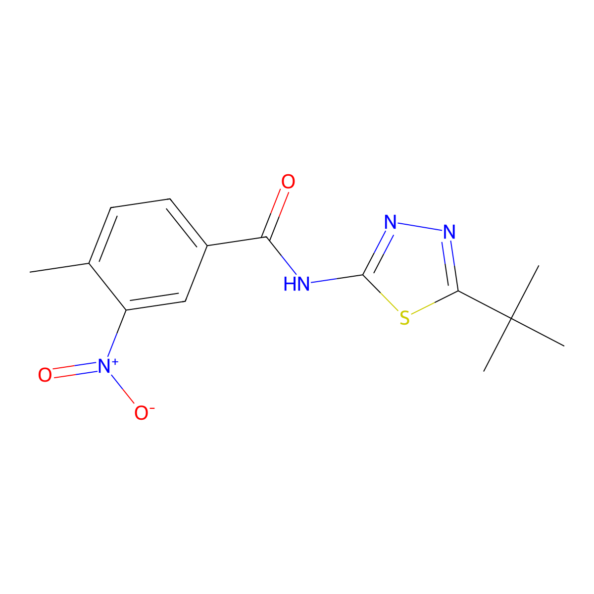 N-(5-tert-butyl-1,3,4-thiadiazol-2-yl)-4-methyl-3-nitrobenzamide molecular structure, CAS 433233-82-0