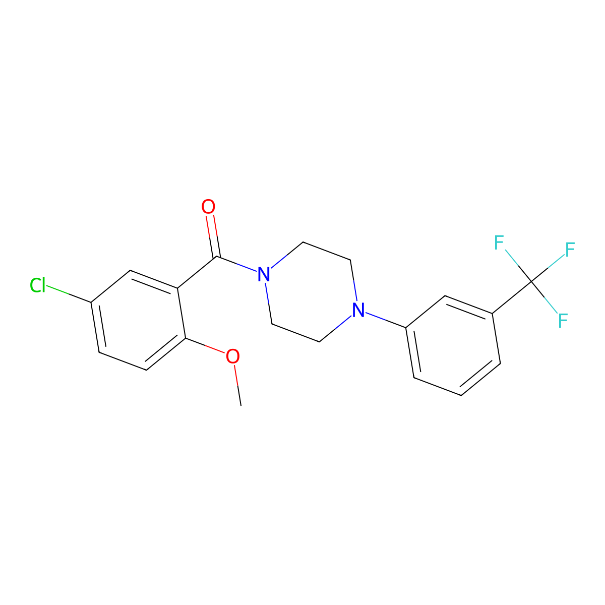 (5-Chloro-2-methoxyphenyl)-[4-[3-(trifluoromethyl)phenyl]piperazin-1-yl]methanone molecular structure, CAS 433233-99-9