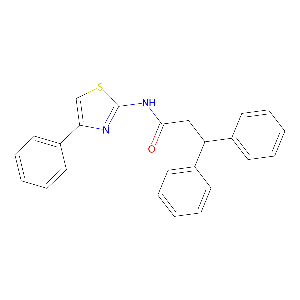 3,3-diphenyl-N-(4-phenyl-1,3-thiazol-2-yl)propanamide molecular structure, CAS 433234-05-0