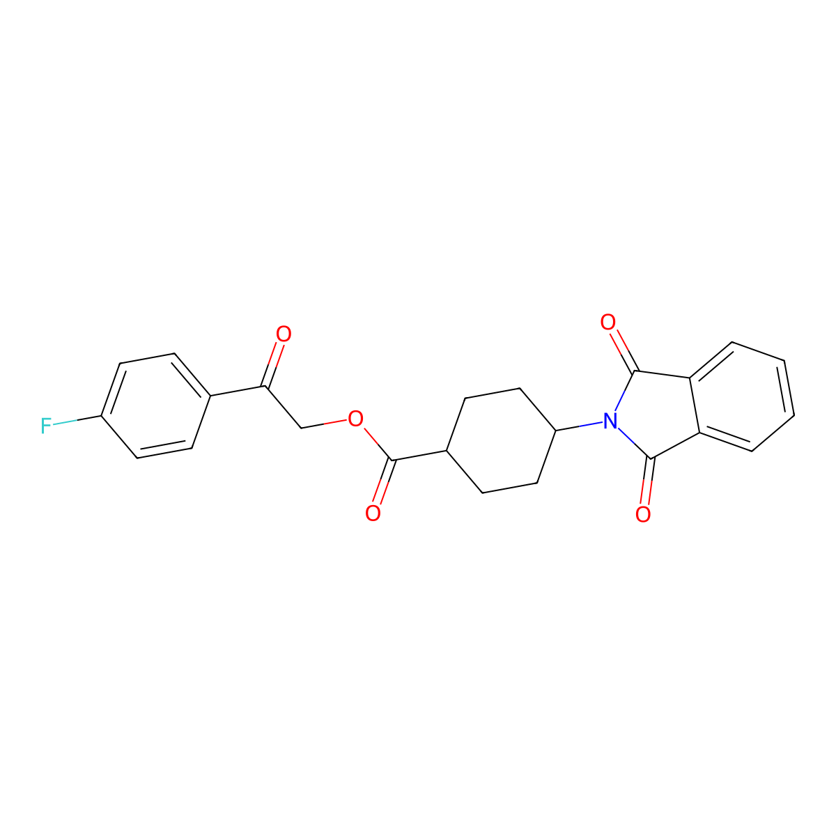2-(4-fluorophenyl)-2-oxoethyl 4-(1,3-dioxo-1,3-dihydro-2H-isoindol-2-yl)cyclohexanecarboxylate molecular structure, CAS 433234-29-8