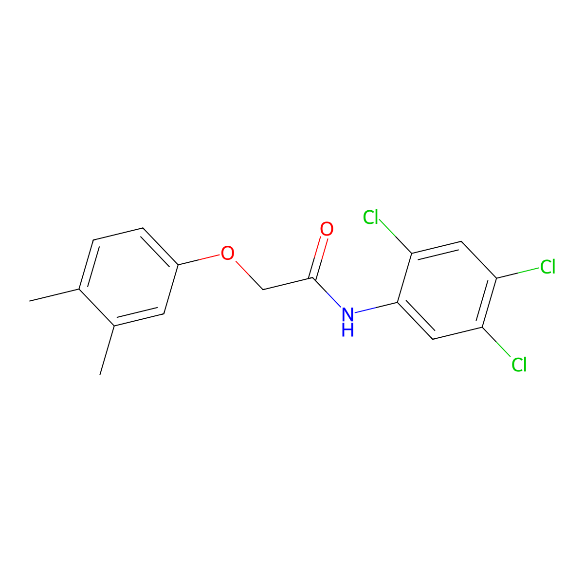 2-(3,4-dimethylphenoxy)-N-(2,4,5-trichlorophenyl)acetamide molecular structure, CAS 433234-39-0