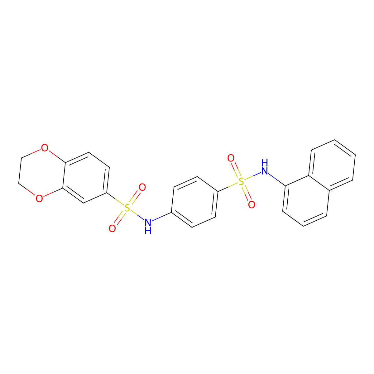 N-[4-(naphthalen-1-ylsulfamoyl)phenyl]-2,3-dihydro-1,4-benzodioxine-6-sulfonamide molecular structure, CAS 433234-71-0