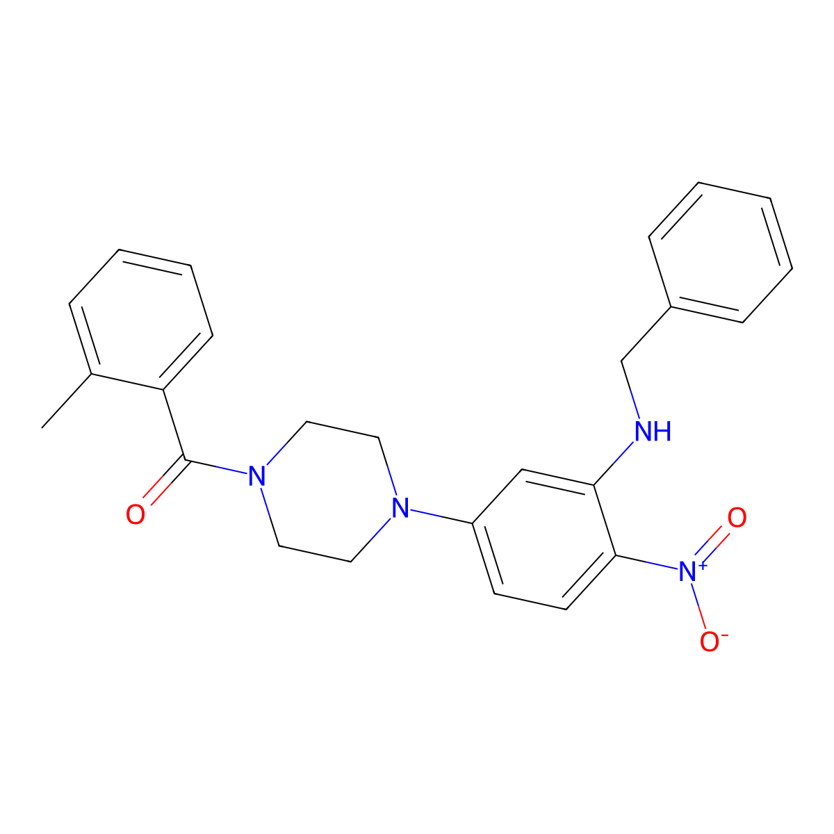 [4-[3-(Benzylamino)-4-nitrophenyl]piperazin-1-yl]-(2-methylphenyl)methanone molecular structure, CAS 433234-73-2