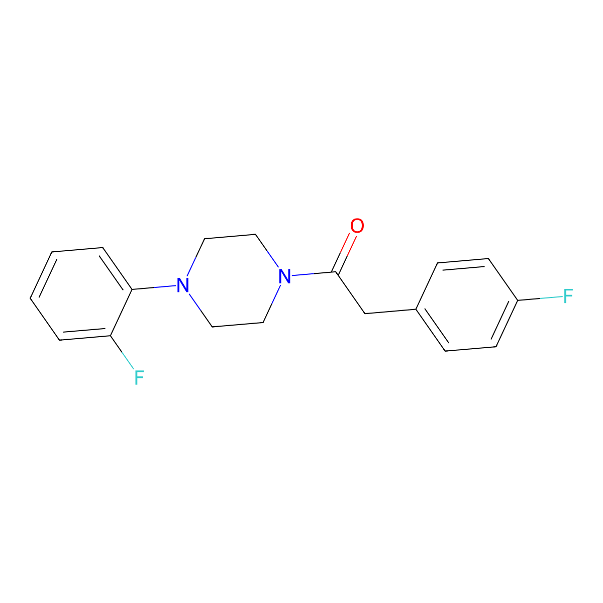 2-(4-Fluorophenyl)-1-[4-(2-fluorophenyl)piperazin-1-yl]ethanone molecular structure, CAS 433234-76-5