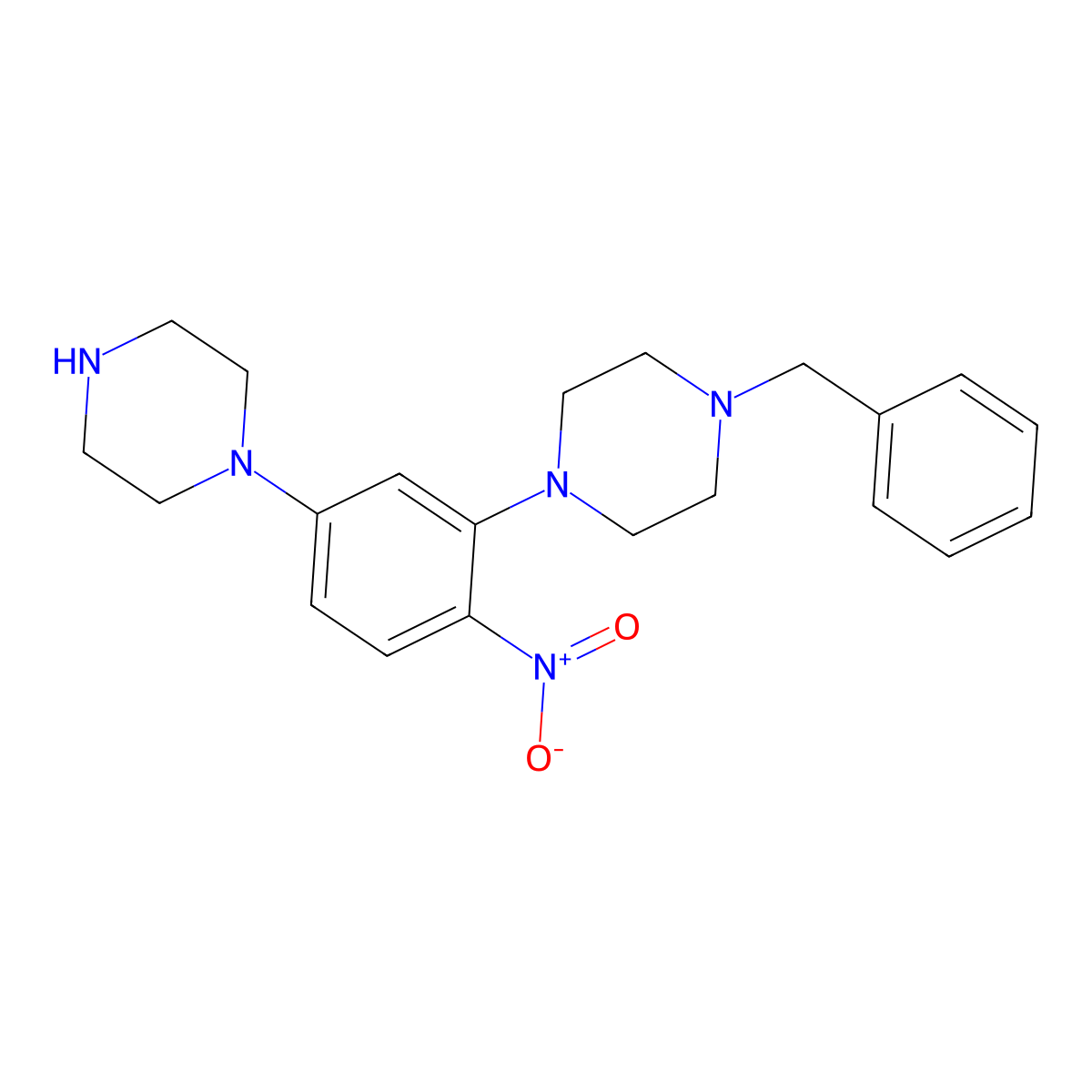 1-Benzyl-4-[2-nitro-5-(1-piperazinyl)phenyl]piperazine molecular structure, CAS 433234-77-6