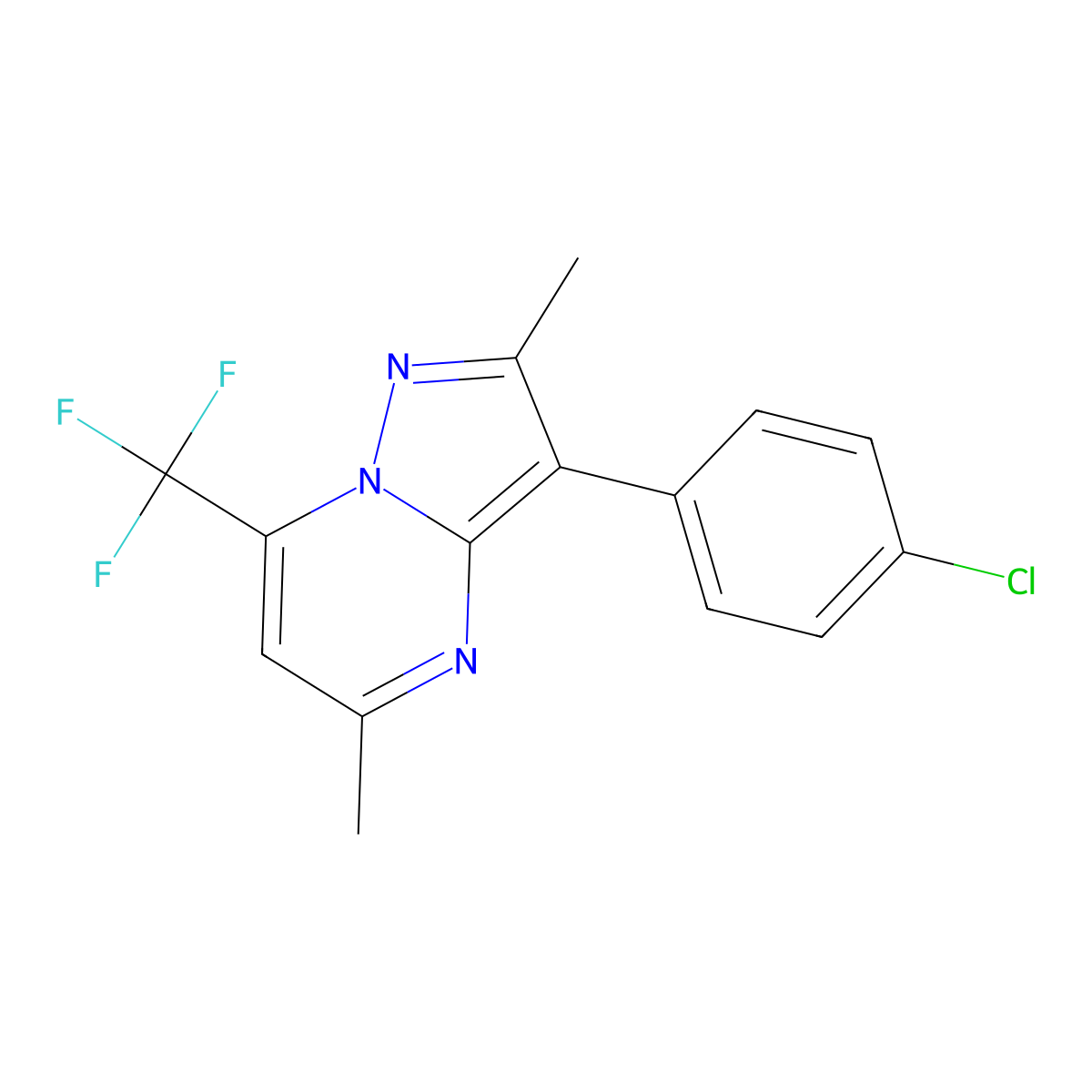 3-(4-Chlorophenyl)-2,5-dimethyl-7-(trifluoromethyl)pyrazolo[1,5-a]pyrimidine molecular structure, CAS 433234-87-8