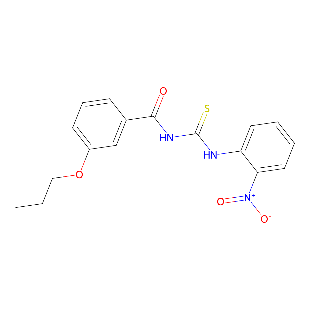 N-[(2-nitrophenyl)carbamothioyl]-3-propoxybenzamide molecular structure, CAS 433235-21-3