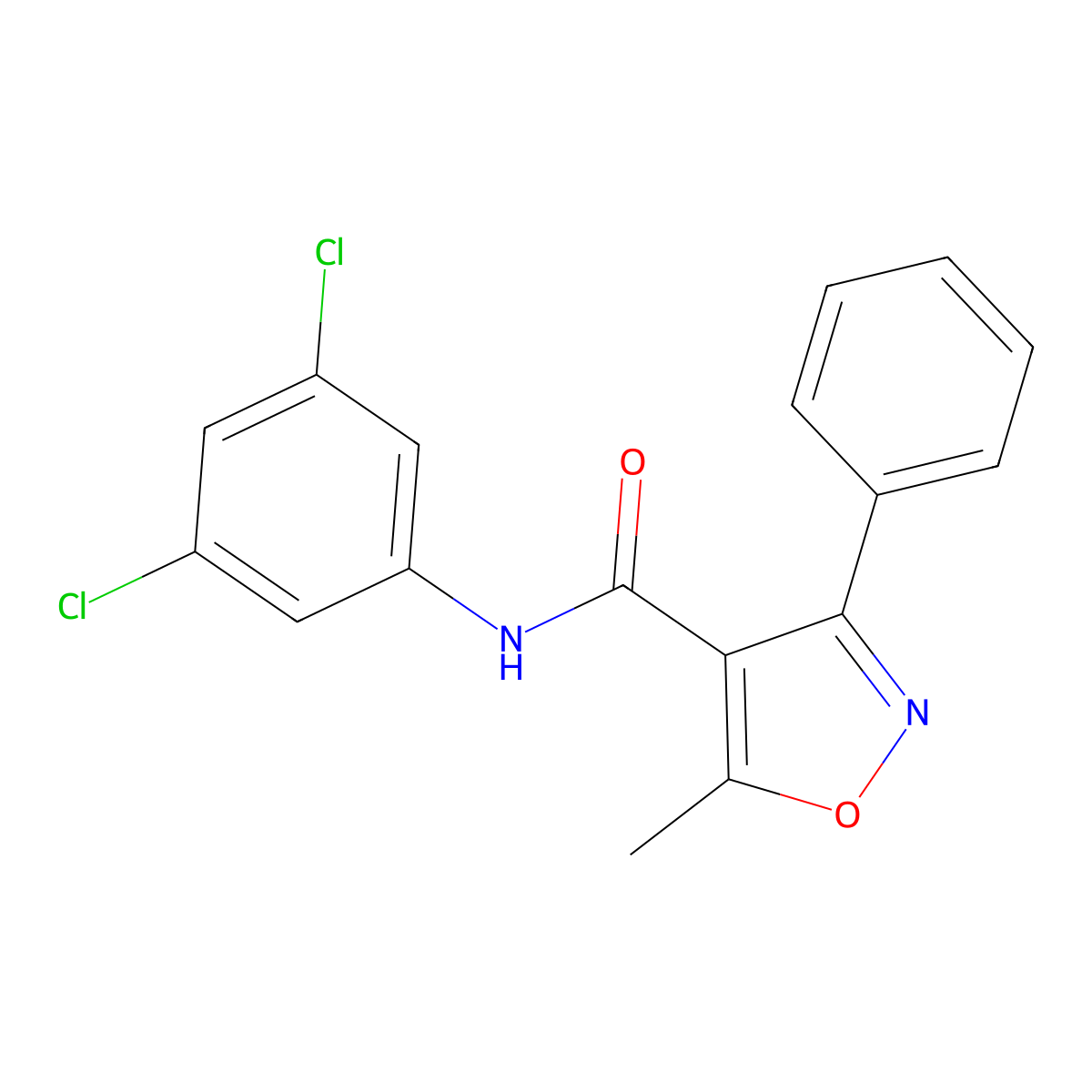 N-(3,5-dichlorophenyl)-5-methyl-3-phenyl-1,2-oxazole-4-carboxamide molecular structure, CAS 433235-38-2