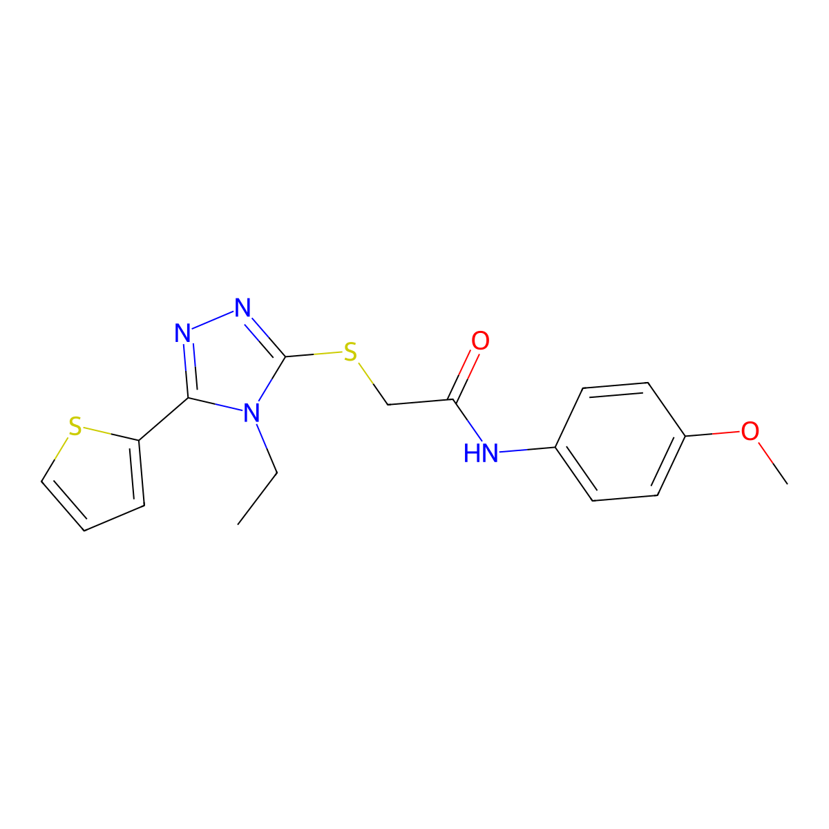 2-((4-ET-5-(2-Thienyl)-4H-1,2,4-triazol-3-YL)thio)-N-(4-methoxyphenyl)acetamide molecular structure, CAS 433235-42-8