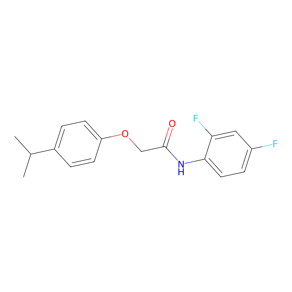 N-(2,4-difluorophenyl)-2-[4-(propan-2-yl)phenoxy]acetamide molecular structure, CAS 433235-44-0