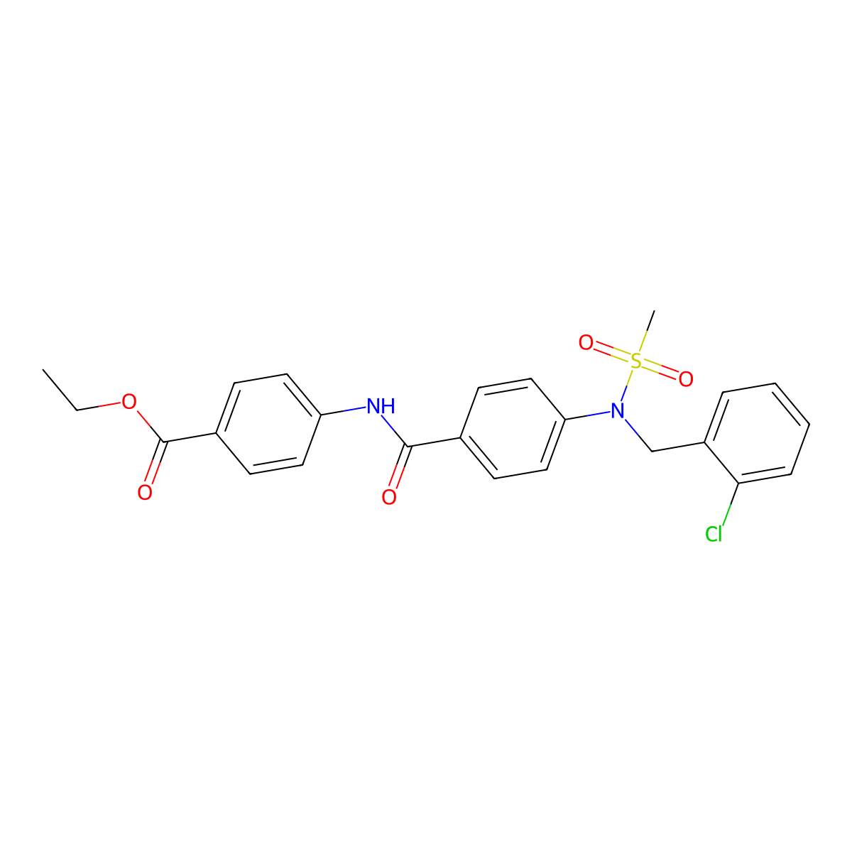 Ethyl 4-({4-[(2-chlorobenzyl)(methylsulfonyl)amino]benzoyl}amino)benzoate molecular structure, CAS 433235-76-8