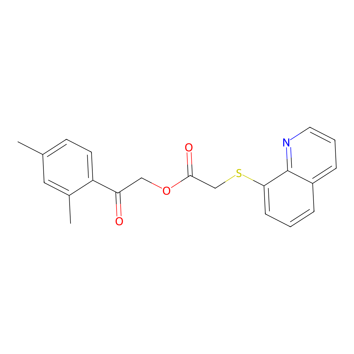 2-(2,4-Dimethylphenyl)-2-oxoethyl (8-quinolinylthio)acetate molecular structure, CAS 433235-79-1