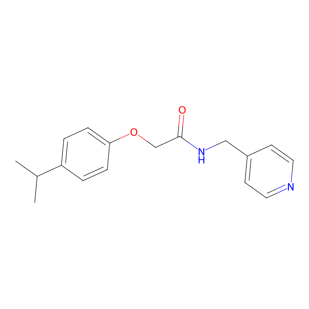 2-(4-propan-2-ylphenoxy)-N-(pyridin-4-ylmethyl)acetamide molecular structure, CAS 433235-96-2
