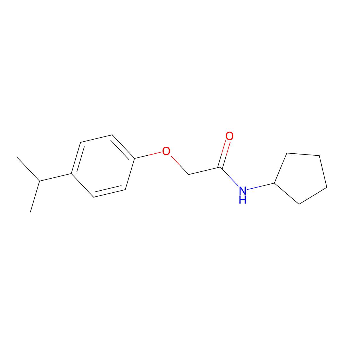N-cyclopentyl-2-(4-propan-2-ylphenoxy)acetamide molecular structure, CAS 433235-98-4