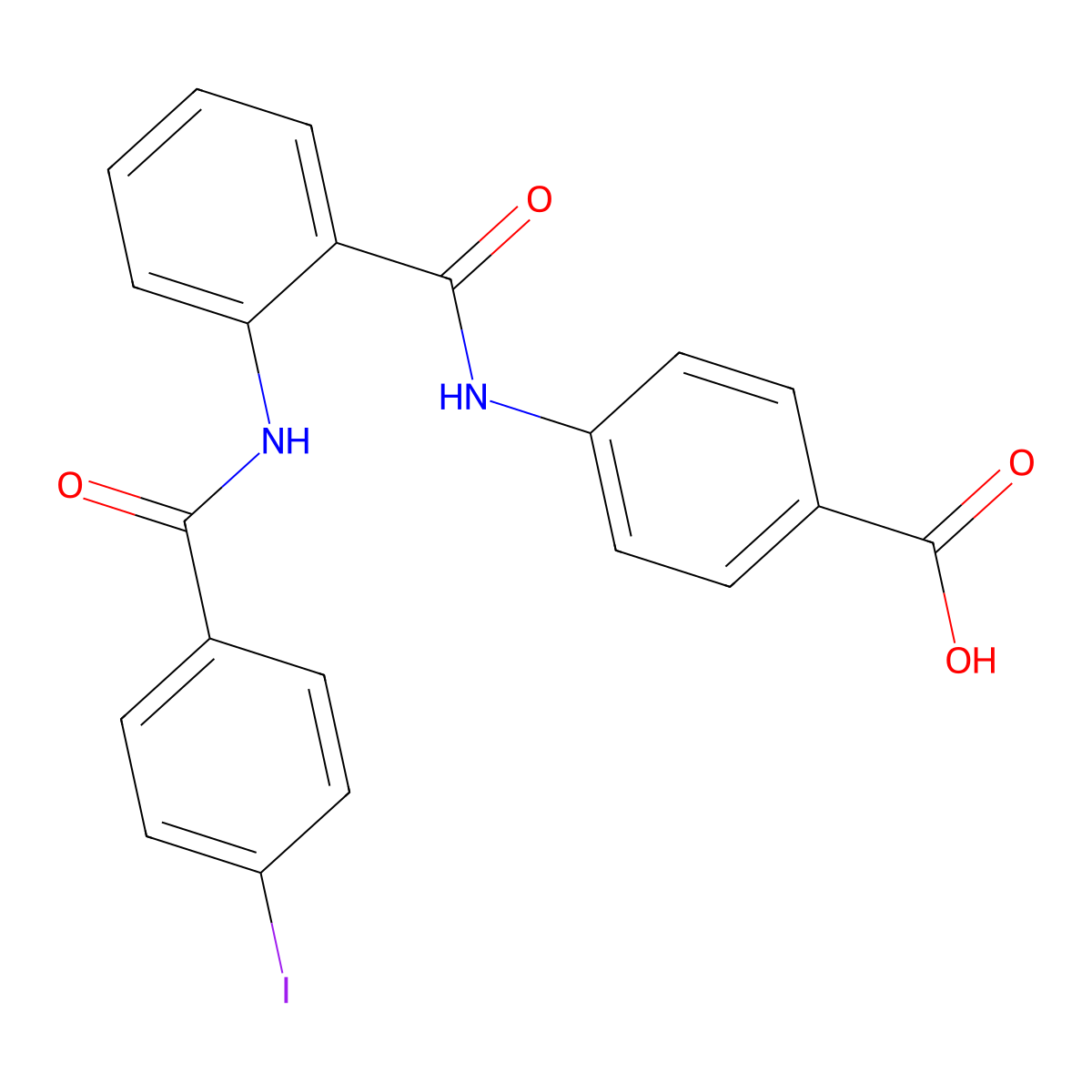 4-{[(2-{[(4-Iodophenyl)carbonyl]amino}phenyl)carbonyl]amino}benzoic acid molecular structure, CAS 433236-08-9