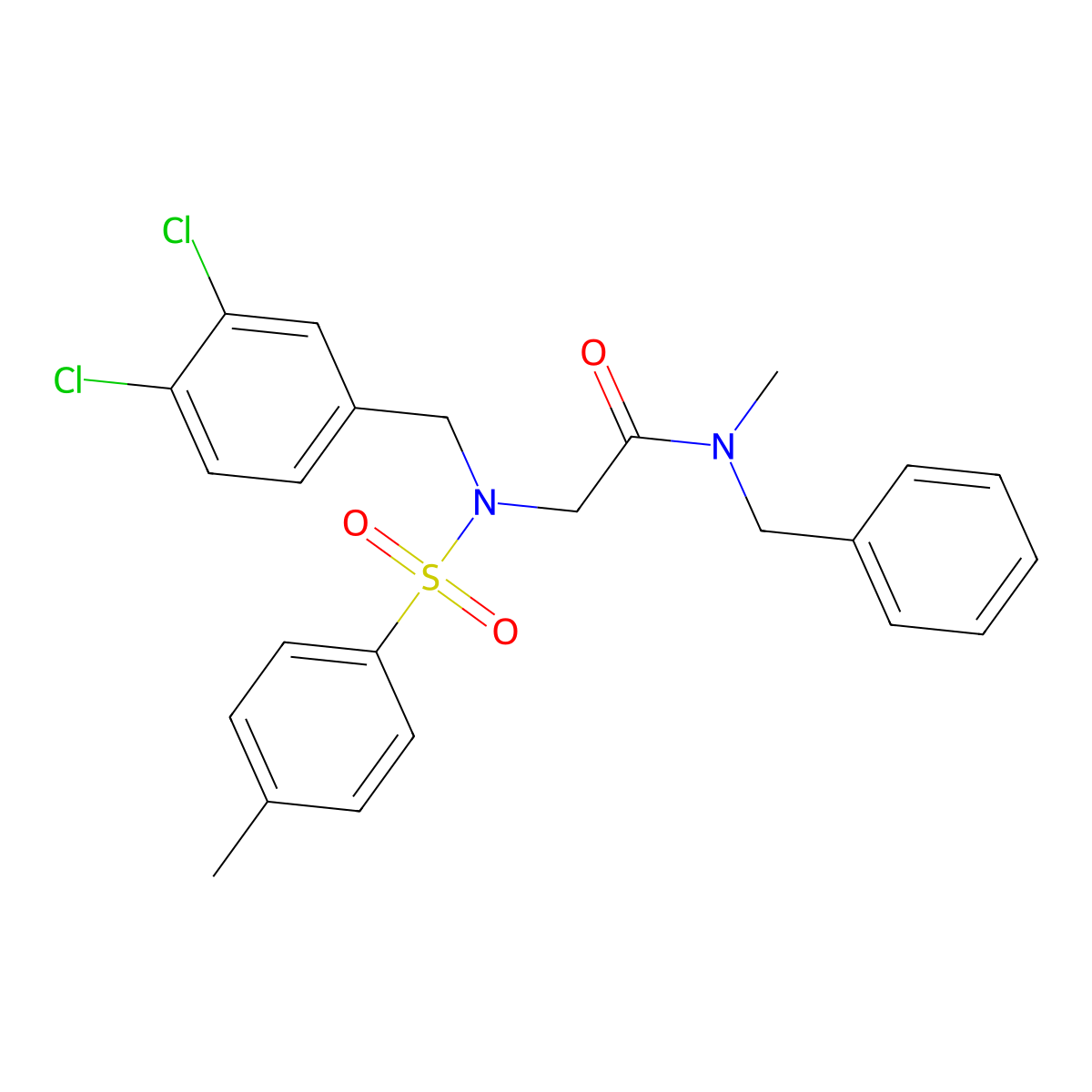 N-benzyl-2-[(3,4-dichlorophenyl)methyl-(4-methylphenyl)sulfonylamino]-N-methylacetamide molecular structure, CAS 433236-12-5