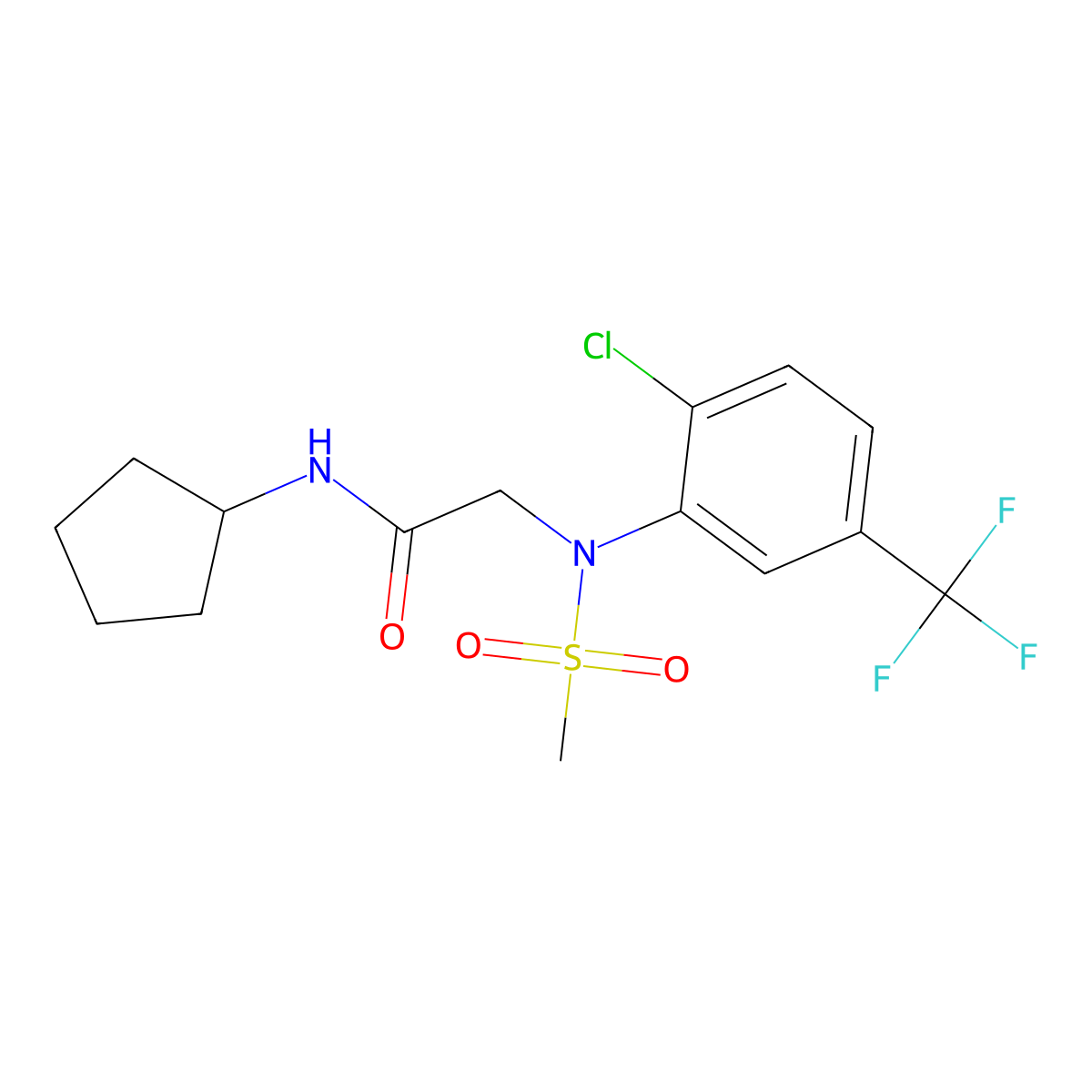 2-[2-chloro-N-methylsulfonyl-5-(trifluoromethyl)anilino]-N-cyclopentylacetamide molecular structure, CAS 433236-14-7