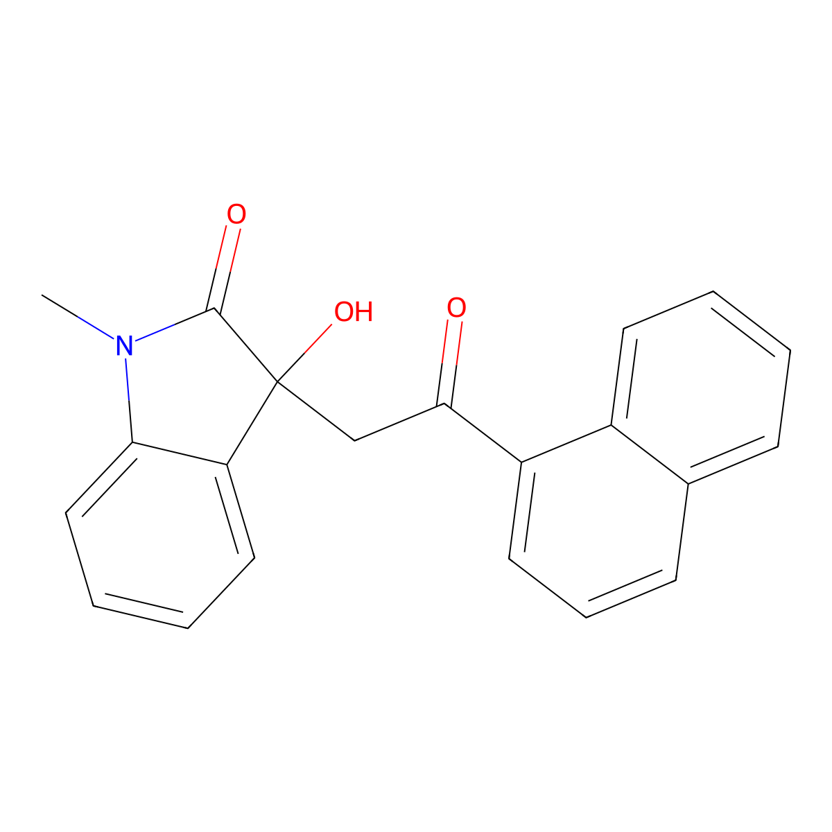 3-Hydroxy-1-methyl-3-(2-naphthalen-1-yl-2-oxoethyl)indol-2-one molecular structure, CAS 433236-23-8