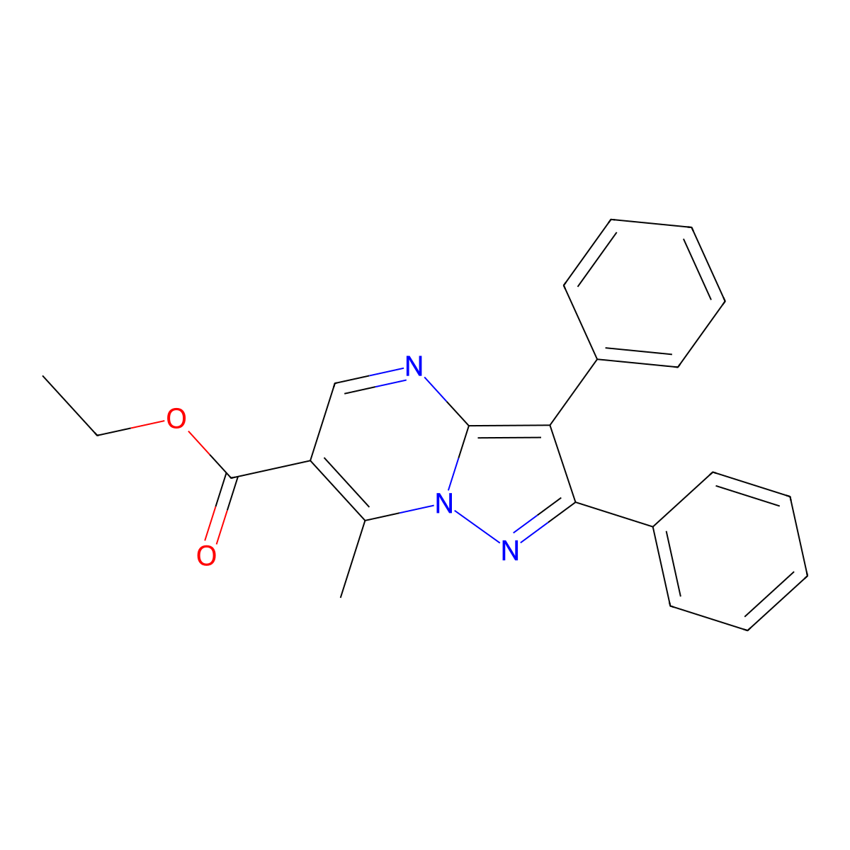 Ethyl 7-methyl-2,3-diphenylpyrazolo[1,5-a]pyrimidine-6-carboxylate molecular structure, CAS 433236-33-0