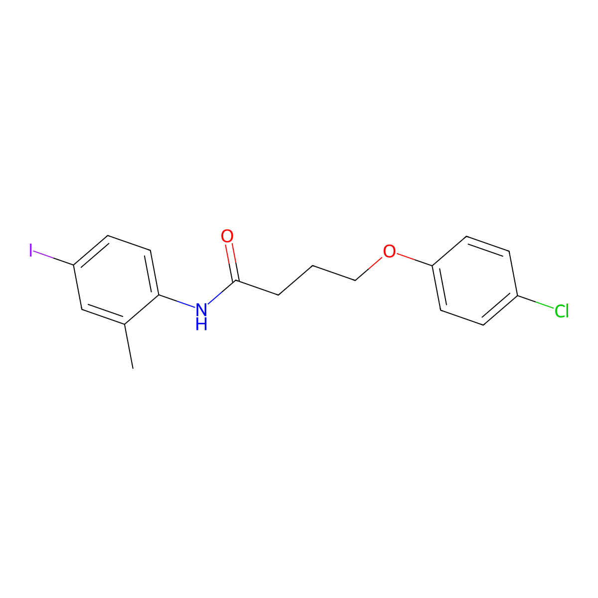 4-(4-chlorophenoxy)-N-(4-iodo-2-methylphenyl)butanamide molecular structure, CAS 433236-35-2