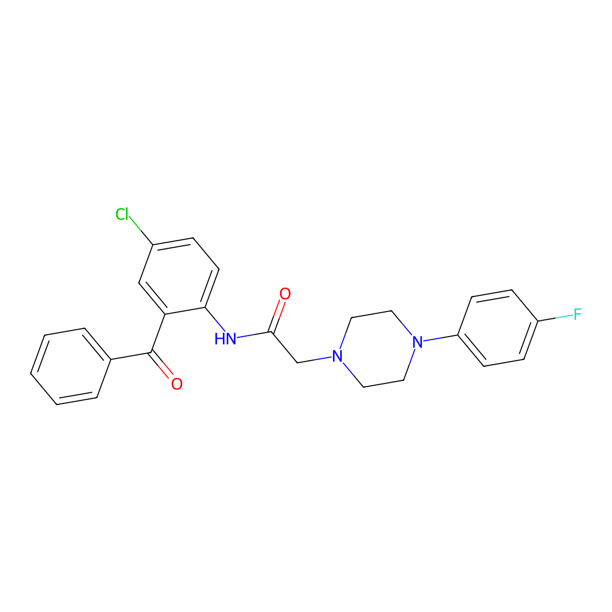 N-(2-benzoyl-4-chlorophenyl)-2-[4-(4-fluorophenyl)piperazin-1-yl]acetamide molecular structure, CAS 433236-53-4