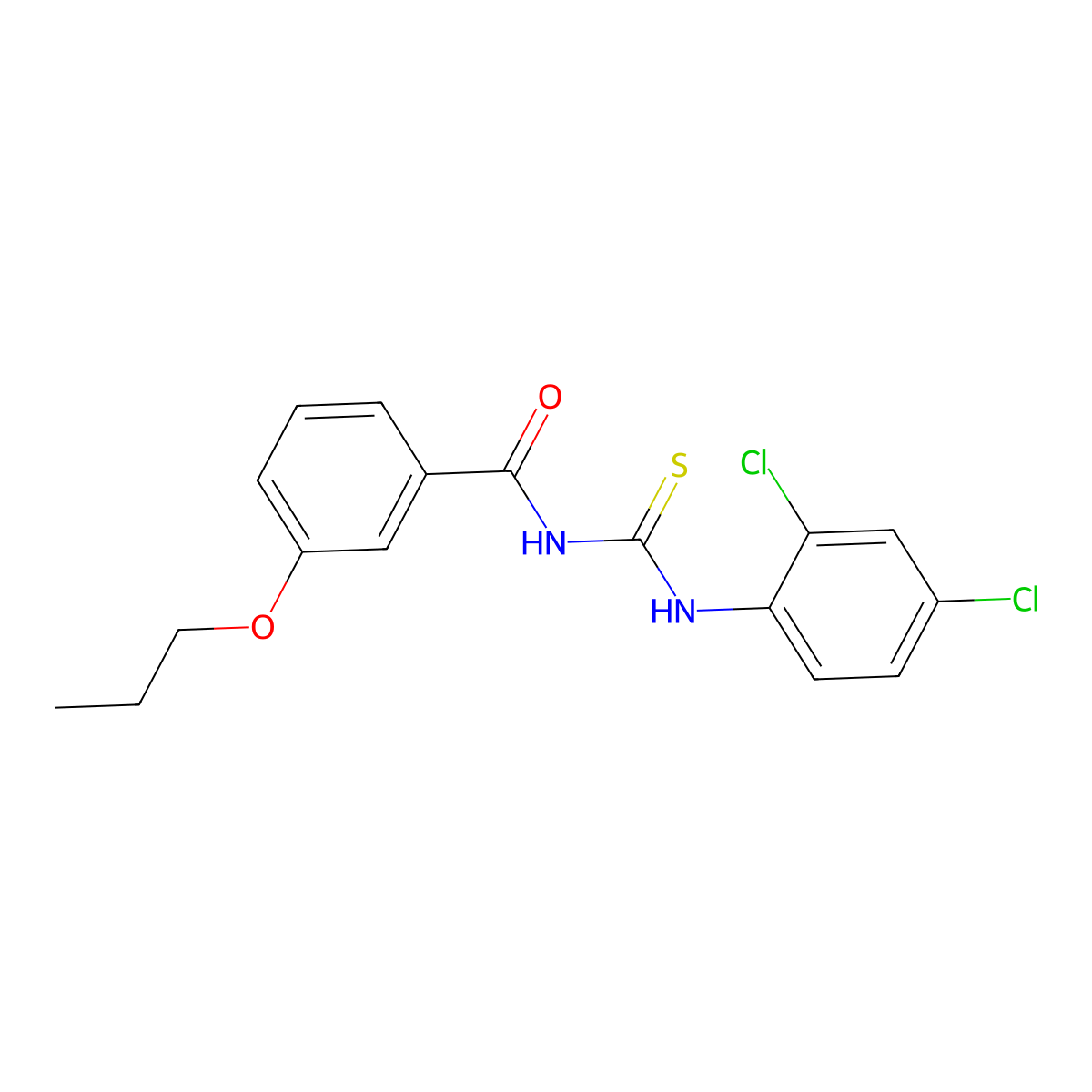 N-[(2,4-dichlorophenyl)carbamothioyl]-3-propoxybenzamide molecular structure, CAS 433236-86-3