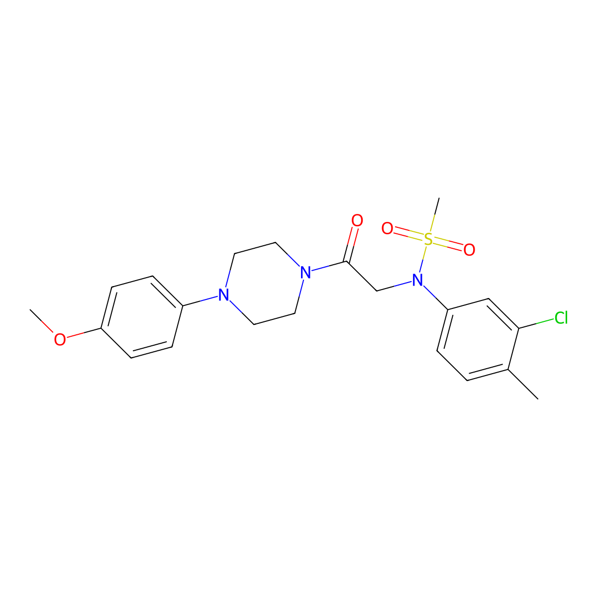 N-(3-chloro-4-methylphenyl)-N-[2-[4-(4-methoxyphenyl)piperazin-1-yl]-2-oxoethyl]methanesulfonamide molecular structure, CAS 433237-27-5