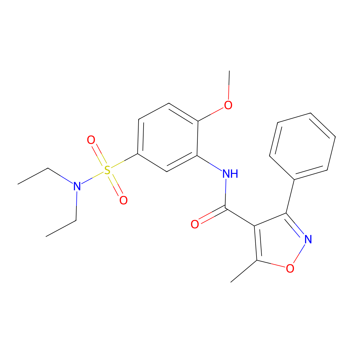 N-[5-(diethylsulfamoyl)-2-methoxyphenyl]-5-methyl-3-phenyl-1,2-oxazole-4-carboxamide molecular structure, CAS 433237-66-2