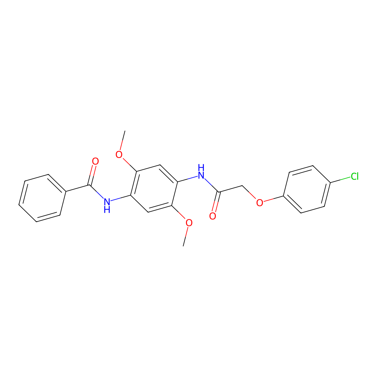 N-[4-[[2-(4-chlorophenoxy)acetyl]amino]-2,5-dimethoxyphenyl]benzamide molecular structure, CAS 433237-70-8