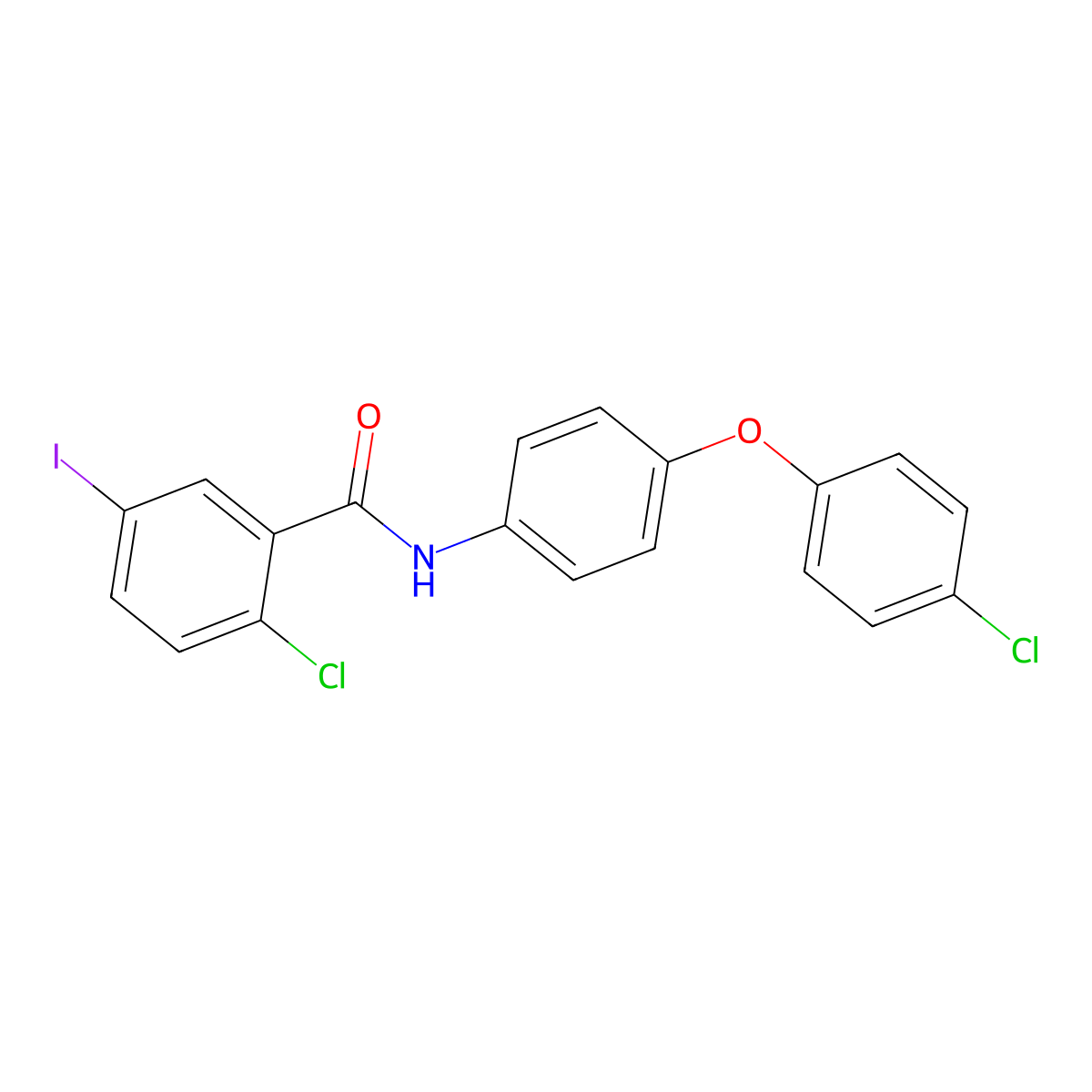2-chloro-N-[4-(4-chlorophenoxy)phenyl]-5-iodobenzamide molecular structure, CAS 433237-74-2