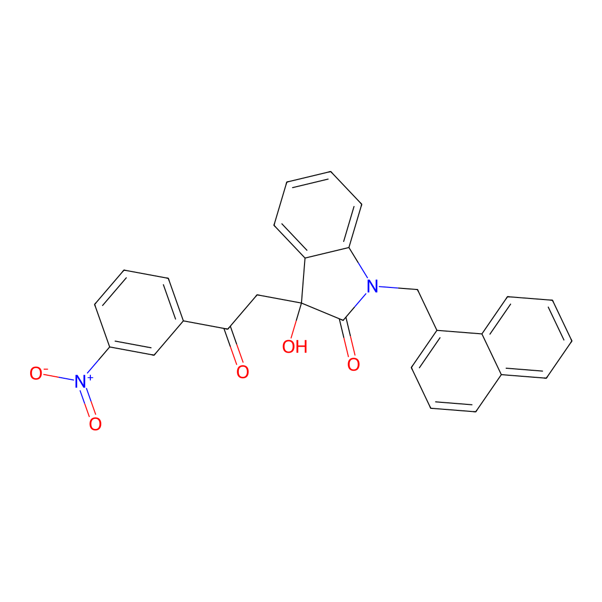 3-Hydroxy-1-(naphthalen-1-ylmethyl)-3-[2-(3-nitrophenyl)-2-oxoethyl]indol-2-one molecular structure, CAS 433237-75-3