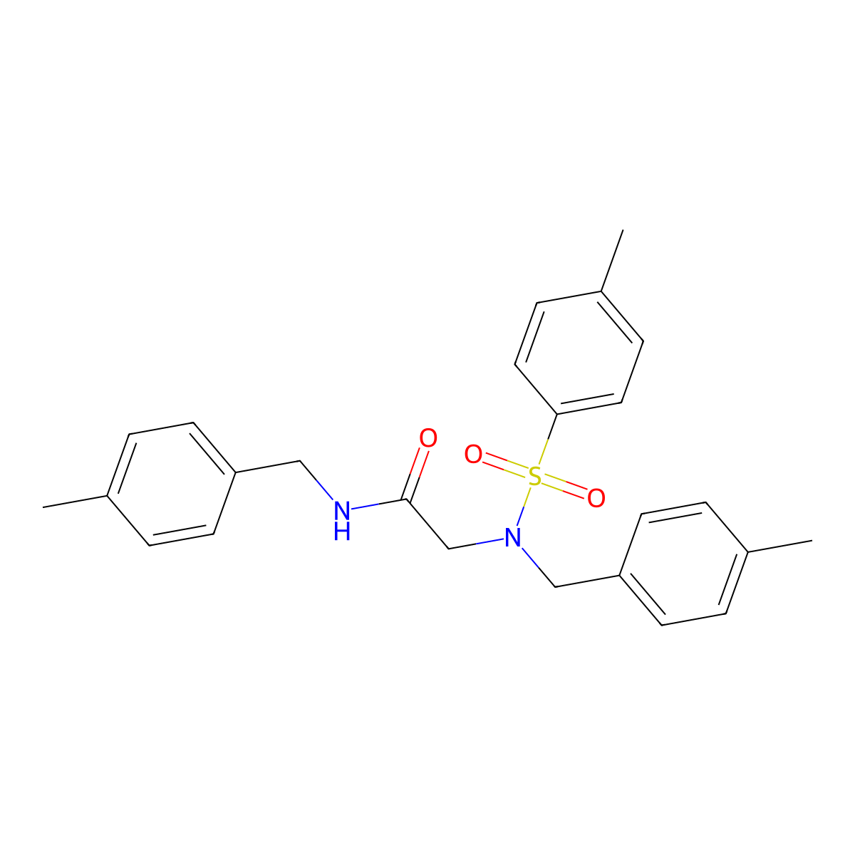 N-[(4-methylphenyl)methyl]-2-[(4-methylphenyl)methyl-(4-methylphenyl)sulfonylamino]acetamide molecular structure, CAS 433238-63-2