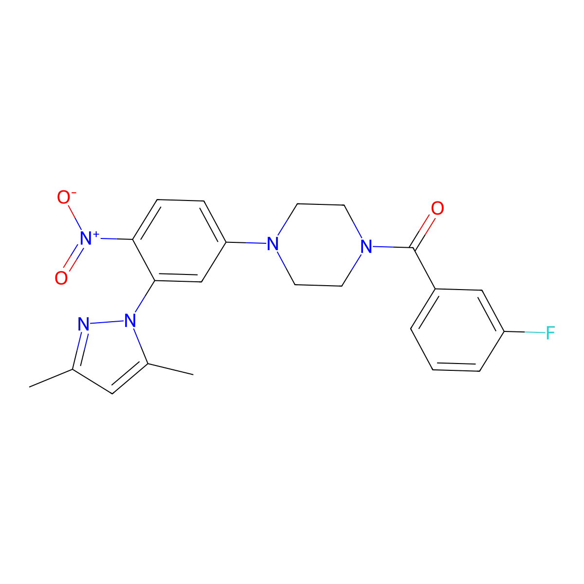 1-[3-(3,5-dimethyl-1H-pyrazol-1-yl)-4-nitrophenyl]-4-(3-fluorobenzoyl)piperazine molecular structure, CAS 433238-92-7