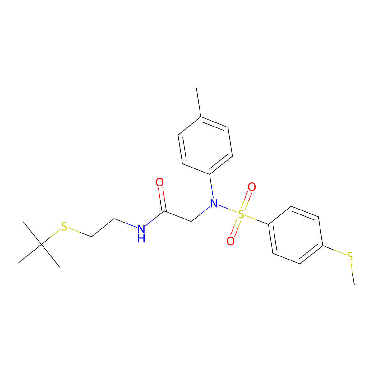 N-(2-tert-butylsulfanylethyl)-2-(4-methyl-N-(4-methylsulfanylphenyl)sulfonylanilino)acetamide molecular structure, CAS 433239-28-2