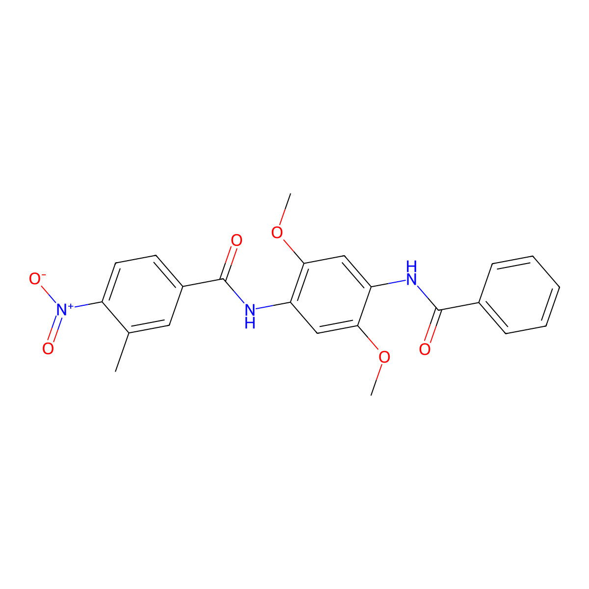 N-(4-benzamido-2,5-dimethoxyphenyl)-3-methyl-4-nitrobenzamide molecular structure, CAS 433239-55-5