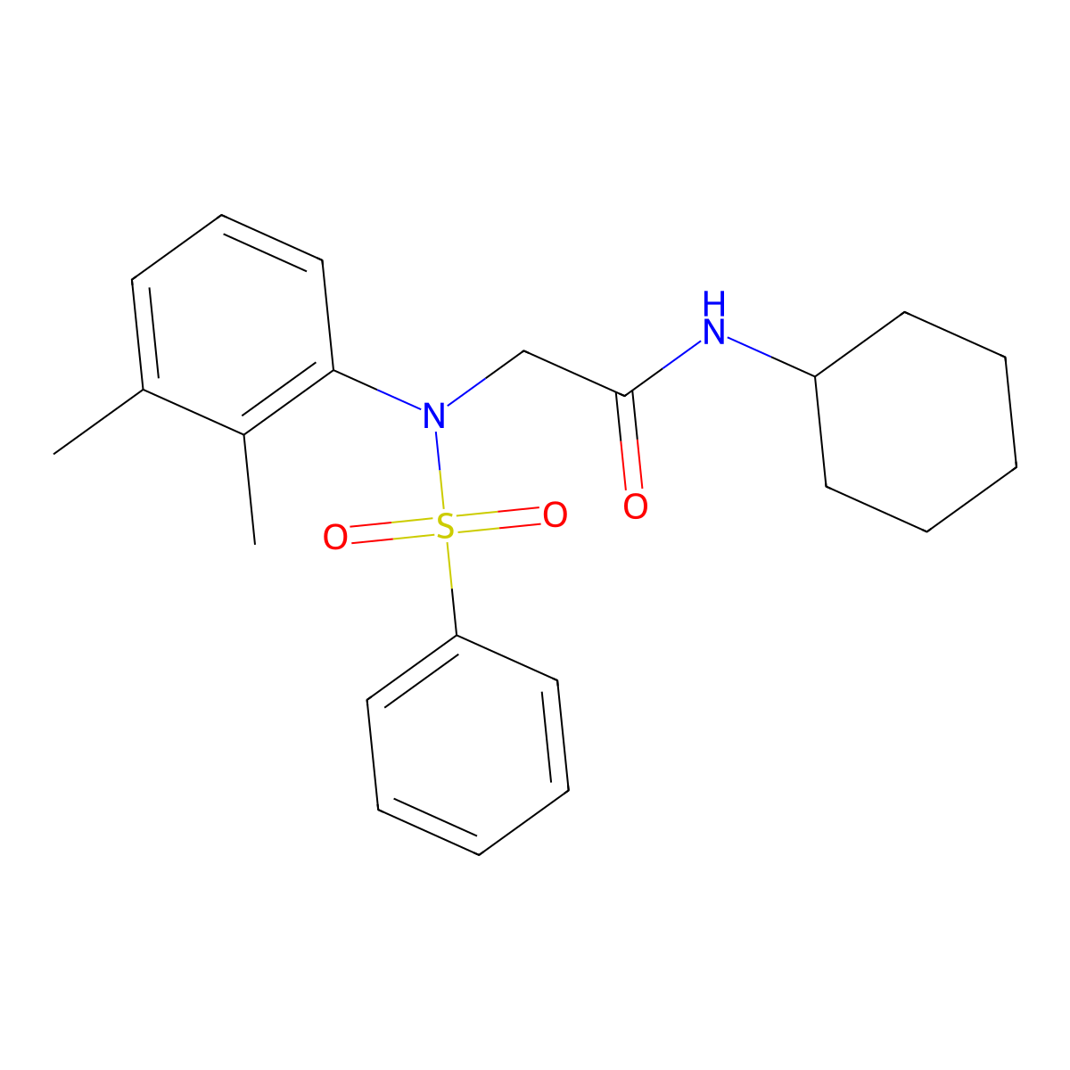2-[N-(benzenesulfonyl)-2,3-dimethylanilino]-N-cyclohexylacetamide molecular structure, CAS 433239-58-8